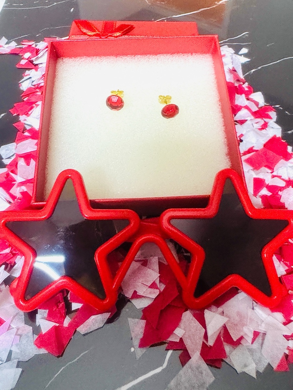 Red Star Kids Sunglasses with Coordinating Red Stud Earrings